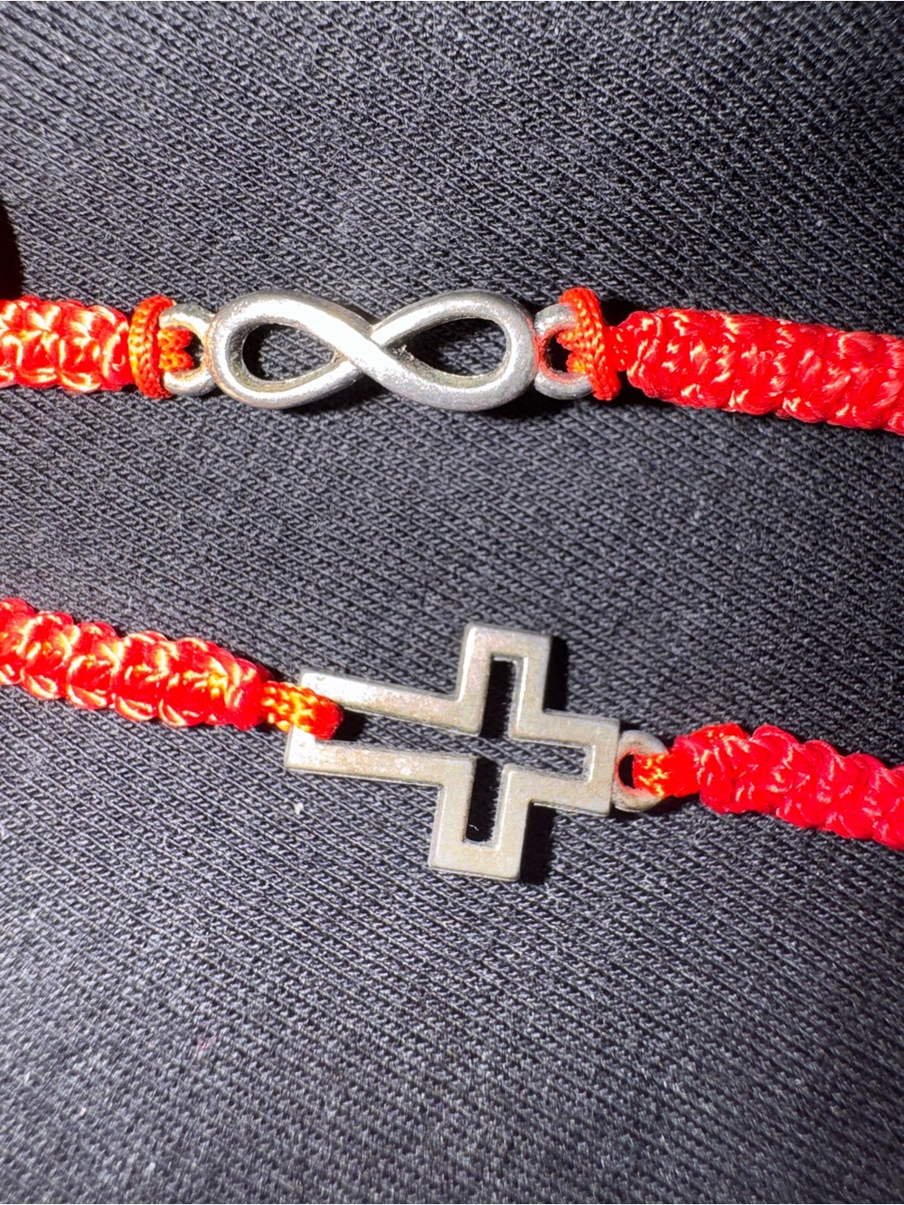 Red Braided Infinity and Cross Bracelet Set